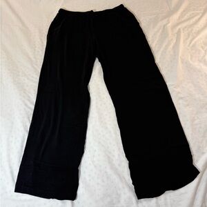Black Wide-Leg Draw String Flowy Pants